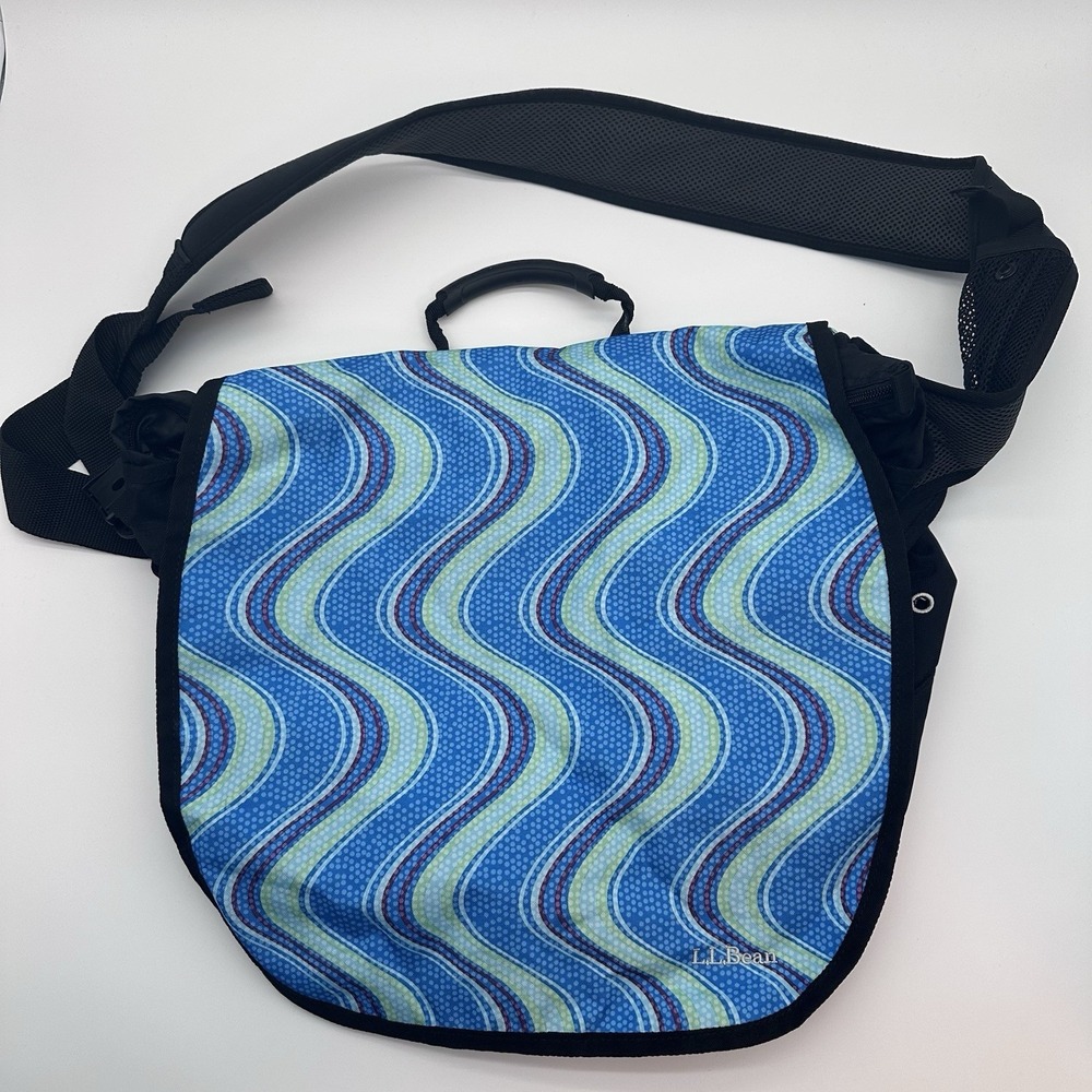 LL Bean Messenger Bag Blue Black Laptop Compartment Daily Organizer‎ Travel Bag